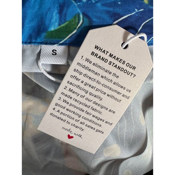 Womens S Button-Up Shirt Blue & Multicolor Abstract Print - Picture 5 of 16